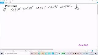 Prove cot 10&deg;. cot 20&deg; .cot 60&deg;. cot 70&deg;.cot 80&deg; = 1/&radic;3
