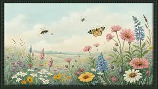 Vintage Digital Art Frame | TV Wallpaper - Flowers and Butterfly -Art Frame Screensavers -Art for TV