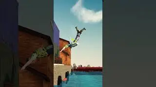 Flip Diving 2 player synchronized dive fail @ Old Harbor #flip #coop #dive #fail #slowmotion