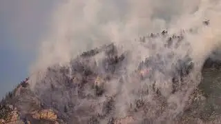 Stock Video - Wildfire burning on the mountain in Provo, Utah