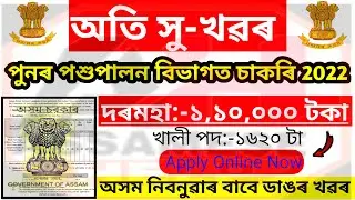 Veterinary Department Recruitment 2022 !! Veterinary Recruitment 2022 !! Veterinary Jobs In Assam