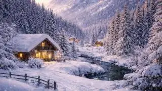 Snowy Mountain Cabin Night ❄️ Blizzard & River Sounds | 5 Hour Deep Sleep Ambience