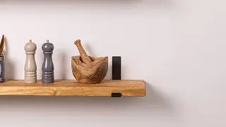Solid Wood Shelf - Rustic Pine with Black Up Style Scaffolding Brackets