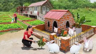 Raising Rabbit With Creative House - Building A Beautiful Bunny House With Many Red Bricks