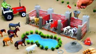 Crocodile Destroys Wooden Bridge | DIY Mini Tractor Builds a Strong Brick Bridge for Trucks