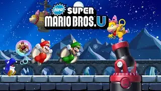 New Super Mario Bros U - World 4 Cumbres Granizadas (Co-Op 100%)