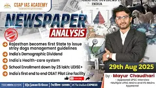 Newspaper Analysis (CNA) &ndash; 29th August 2025 | ASSAM TRIBUNE | HINDU | CURRENT AFFAIRS&ndash; APSC/UPSC