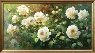 Elegant White Roses &bull; 4K Silent Gallery-Style TV Art (No Music)