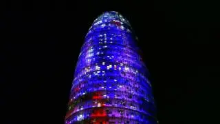 Torre Agbar Tower at night