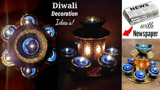 How to make Newspaper Candel Stand || Diwali Diya Stand || Candel Stand from Newspaper
