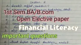 BA /B.Com 1stsem(Financial Literacy) open Elective paper/ very important questions 💯 #1stsemoec 