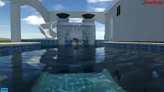 Pool Renovation With Perimeter Overflow Spa, Fire Bowls, Fire Table & Slide