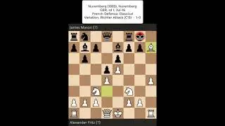 Shorts de ajedrez Alexander Fritz vs James Mason #chess #shorts #chessshorts