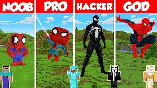 Spider-Man Statue Build Battle Challenge - Noob vs Pro vs Hacker vs God - Minecraft Animation