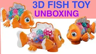 ASHOOJATEX Transparent Gear Fish Toy for Kids with 3D Light Music & Unboxing toy video