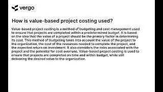 Value-Based Project Costing Explained