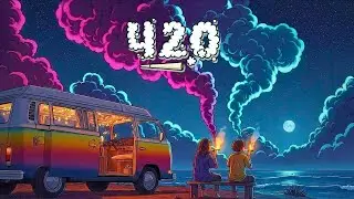 no rush, just chill lofi 420 music &mdash; parked by the beach with the engine quiet.