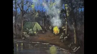 Camping in the Woods #shorts #painting #art #acrylicpainting #derekburlesonart