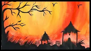 Poster Color Painting Step By Step || Water Colour Scenery || Landscape Painting