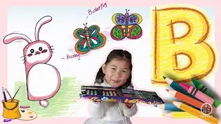 Learning letter B/Alphabet Learning /Kids drawing/How to draw Bunny and Butterfly