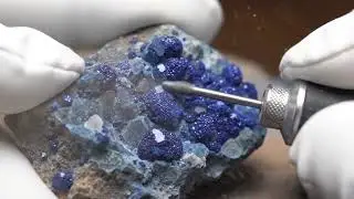 🤯 UNBELIEVABLE! Raw Azurite Nodule Transformation: Nature's Hidden Deep Blue Gem (ASMR)