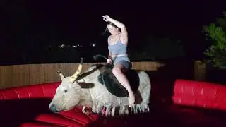 This Lady Enjoys the Ride Way Too Much 😂 | Mechanical Bull Madness