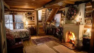 🔴A Quiet Fire Watching Snow Drift Past | Gentle Fireplace Ambience for Deep Sleep 🔥