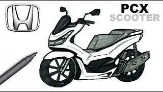 Как легко нарисовать скутер Honda PCX | Как нарисовать скутер?