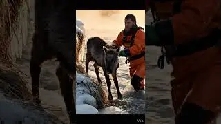 The current was too strong... 🦌🌊 #rescue #viral #animals #animalrescue #goat #waterrescue