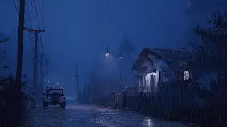 Soft Rain Outside a Quiet Countryside Home at Night | Deep Sleep Ambience
