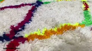 Hand-knotted berber Moroccan wool rug - Vibrant custom design