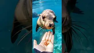 Feeding a Wild Seal by Hand &ndash; Unbelievable Moment! 🌊🖐️ #SealFeeding #WildOcean