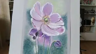 Картина пастелью Нежный сиреневый анемон | Pastel paintingTender lilac anemone
