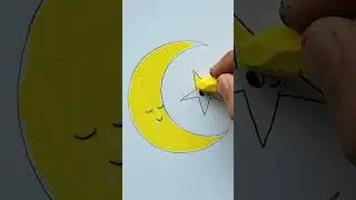 Beautiful Moon and Star Drawing | Easy Oil Pastel Art Tutorial