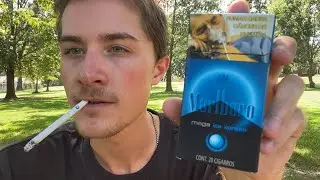 Smoking a Marlboro Mega Ice Xpress Menthol Cigarette - Review