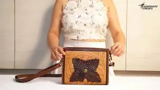 Handtooled Handmade Genuine Leather Crossbody Bag Women