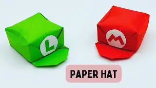 DIY Origami Mini Paper Mario and Luigi Cap For Kids / Super Mario Craft / Paper Craft / KIDS crafts