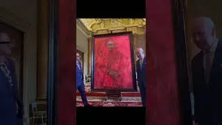 King Charles III looked Scared Unveiling His Self Portrait in Royal Red #royalfamily #kingcharles