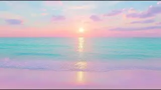 Pastel Sunset Beach - 10 Hours 4K Nature Sounds for Sleep, Study, Relaxation