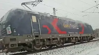 Zasněžen&yacute; Vectron 370 028-0 LokoTrain/EP Cargo ❄️pel&aacute;&scaron;&iacute; směr K&uacute;ty.📽️9.1.2026 Břeclav.