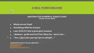 E-Mail Power Machine - 5 More Powerful Email Marketing Subject Lines (V #07)