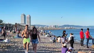 Playa Barceloneta - Barcelona España WALKING TOUR 2024
