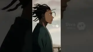 me In an anime style, a tense standoff unfolds as two samurai meet on a rickety wooden bridge