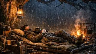 Arthur's Lonely Tent Night Under a Tree &ndash; Solo Camping in Heavy Rain & Thunder | RDR2 ASMR