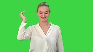 Woman throwing papers to the top on green screen - Chroma Key - No Copyright