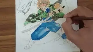 Tanjiro drawing colouring part ll demon slayer new character realised ll subscribe!