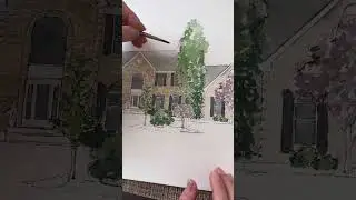 Hand painted watercolor house portrait #house #painting #art #watercolor #curlyiguana #tutorial
