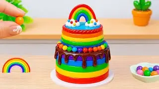 Mini Rainbow Cake Recipe With Chocolate🌈 Cute 2 Tier Rainbow Party Cake🍫HT Mini Cakes