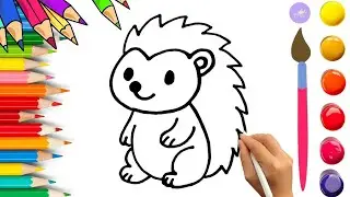 How To Draw cute Hedgehog Drawing, Painting & Coloring For Kids and Toddlers_🌈🎨
