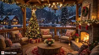 Peaceful Christmas Piano Ambience 🎄 Warm Porch Fire Pit Sounds for Stress Relief & Deep Relaxation